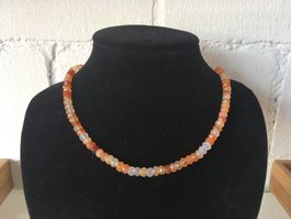 KARNEOL HALSKETTE  FACETTIERT RONDELLEN  6x4mm  LÄNGE 41,5cm