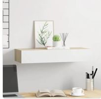 Moderne Wandkonsole/Nachttisch mit Schublade, Eiche/Weiss