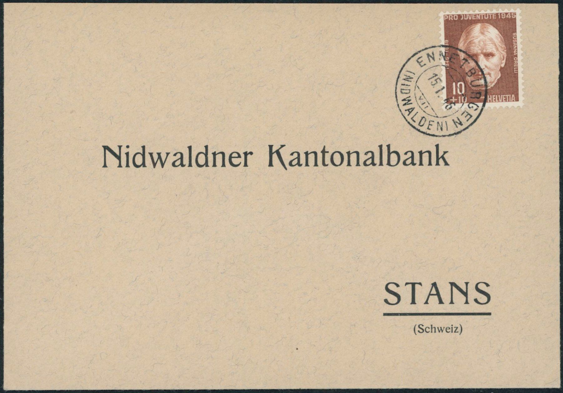 Alle Briefmarken: NW Ennetbürgen - Brief - EF – Gebraucht aus Schindellegi von leecollect
