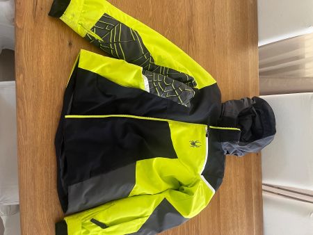 Skijacke Spyder schwarz und gelb-grün, Grösse 16 gebraucht