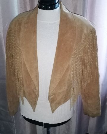 beeindruckende Retro Leder-Jacke mit Fransen