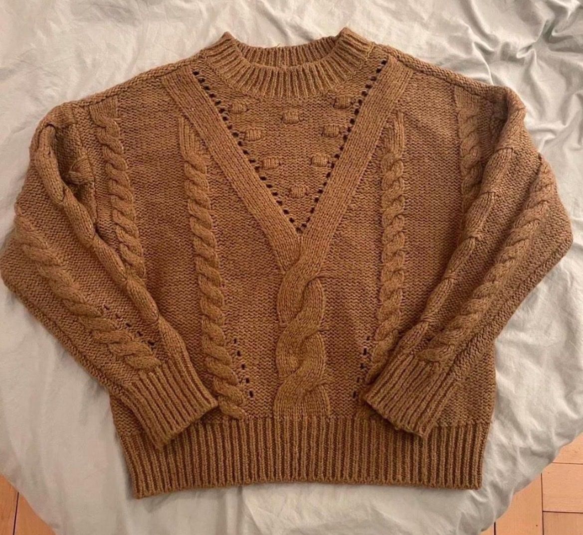 Maglioni & Felpe: Strickpullover Vero Moda braun Zopfmuster Grösse S – Usato da Vaduz venduto da fit2u 1