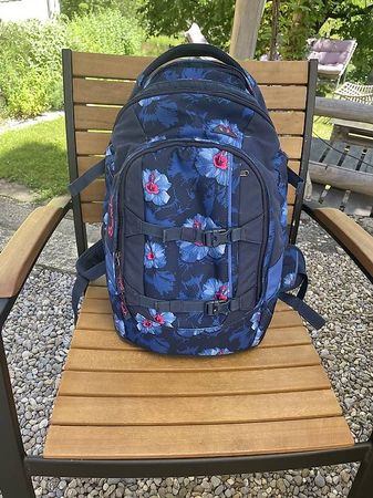 Satch Pack Schulrucksack Blumen blau/pink