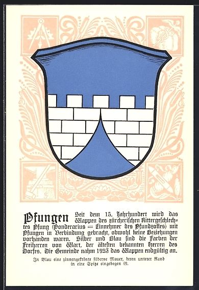 Cartoline postali: AK Pfungen, Wappen der Gemeinde – Usato da Berlin venduto da bartko-reher