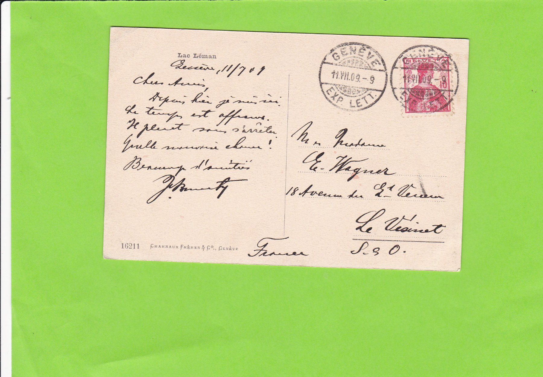 Ansichtskarten: Lac Léman--1909 – Gebraucht aus St. Peterzell von neckertal 1