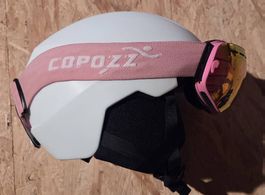 Casque de ski fille + lunettes et tour de cou taille m 55-59