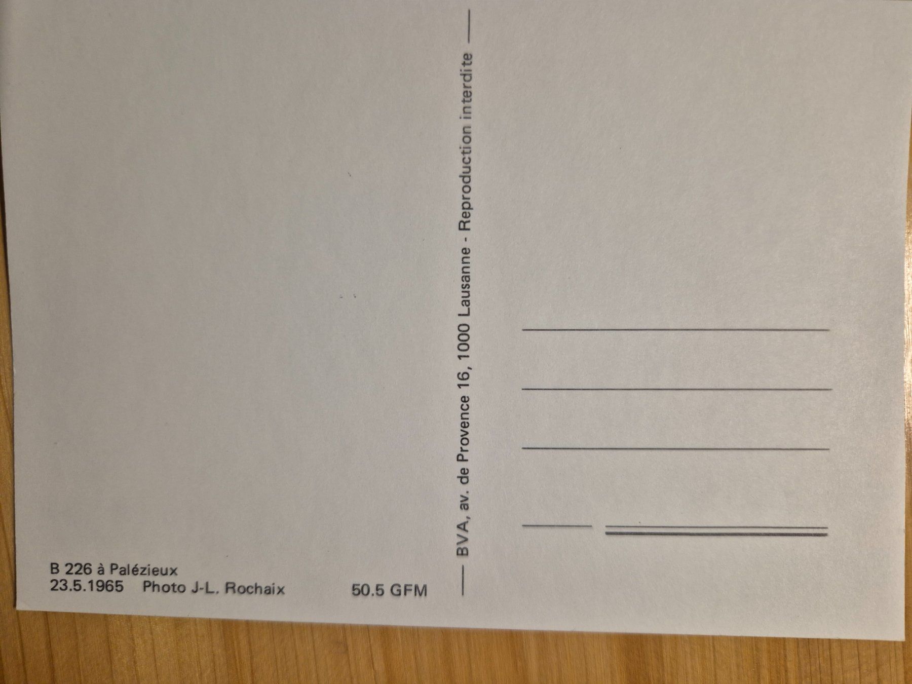 Cartoline postali: GFM : B 226 à à Palézieux - 1965 – Nuovo (secondo la descrizione) da St-Léonard venduto da thipif 1