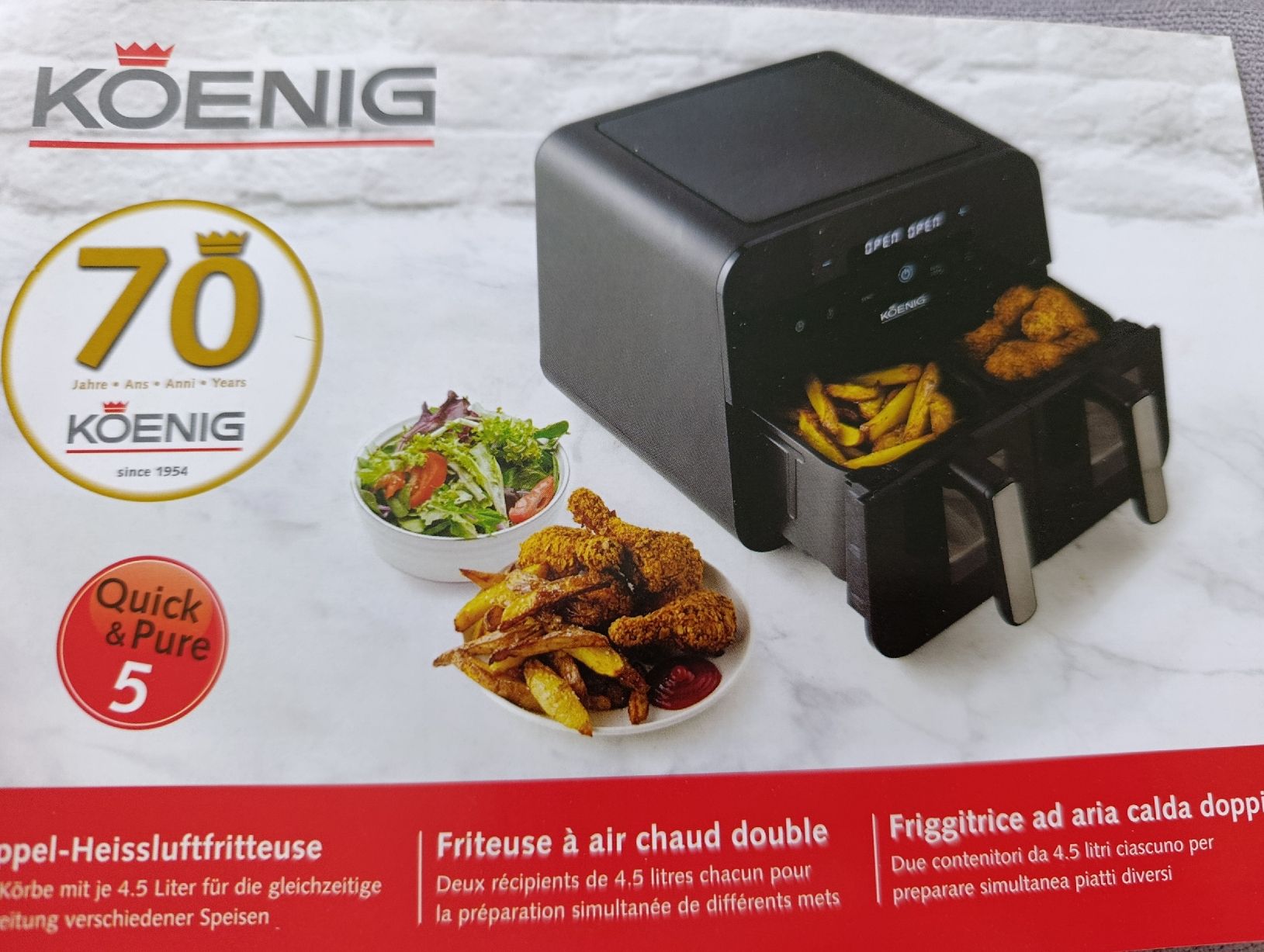 Elettrodomestici da cucina: Doppel-Heissluftfritteuse "Quick & Pure 5" Koenig  NEU – Nuovo e nell'imballaggio originale da Bellach venduto da TORA4 4