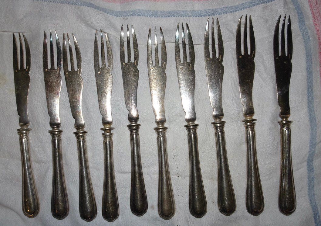 Christofle Forchette: 10 Fourchettes à poisson en argent – Usato da Châtelaine venduto da fil_7lqg 3