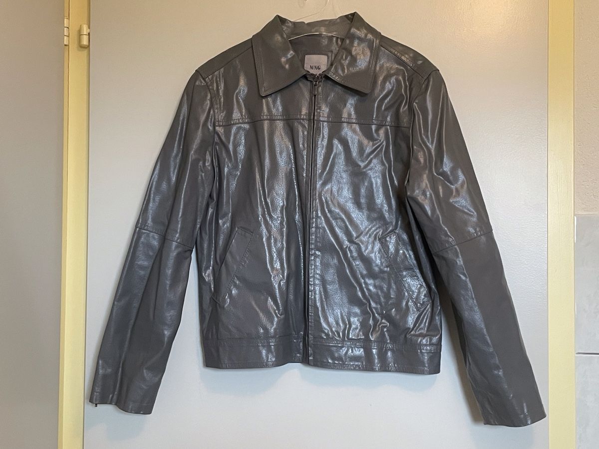 Mango Giacche: Veste en cuir véritable Mango grise – Nuovo (secondo la descrizione) da Vuadens venduto da Nina11