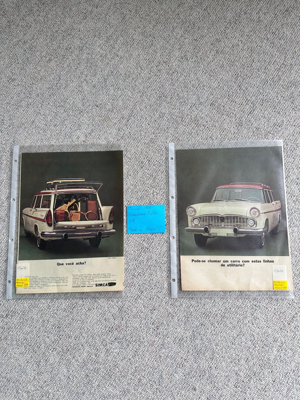 Simca Documenti: Simca Chambord Tufao V8 Stationwagon , Werbeblatt – Usato da Seuzach venduto da Jage
