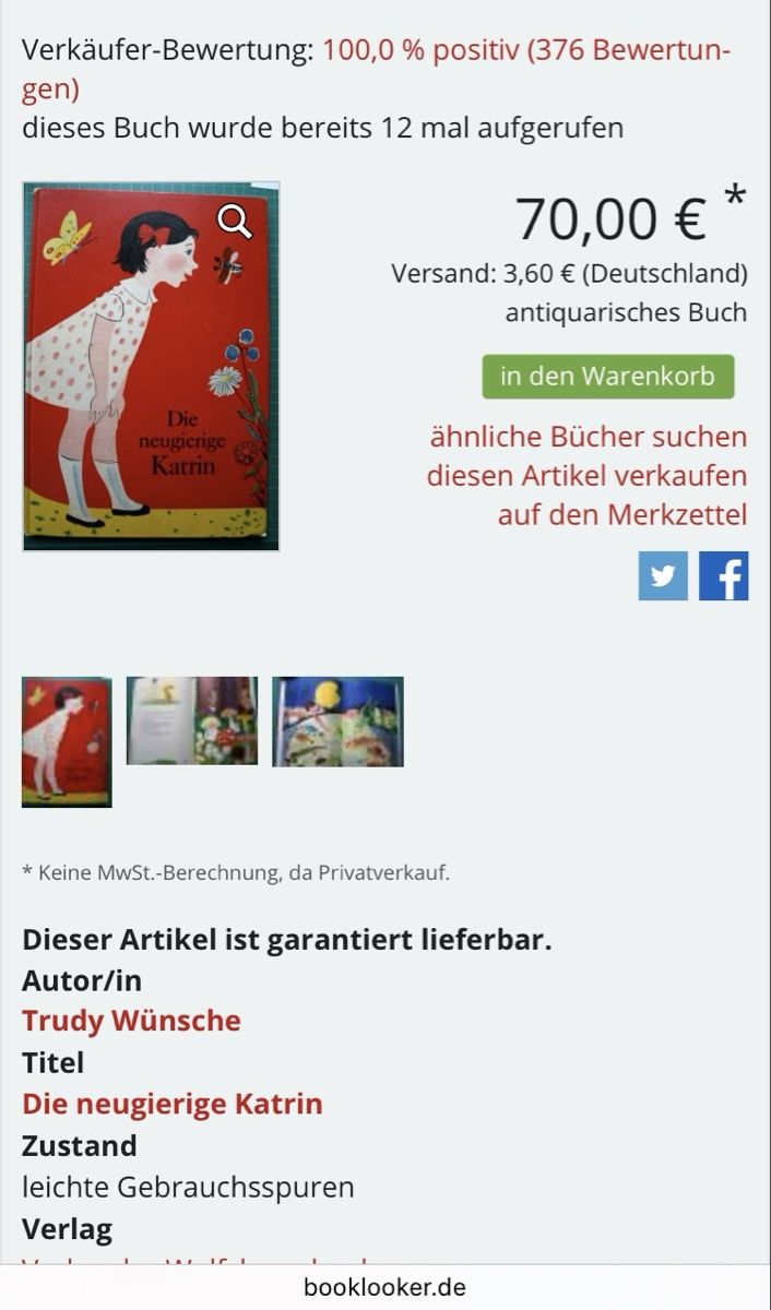 Libri: Buch "Die neugierige Katrin" – Usato da Stäfa venduto da ummroxana 6