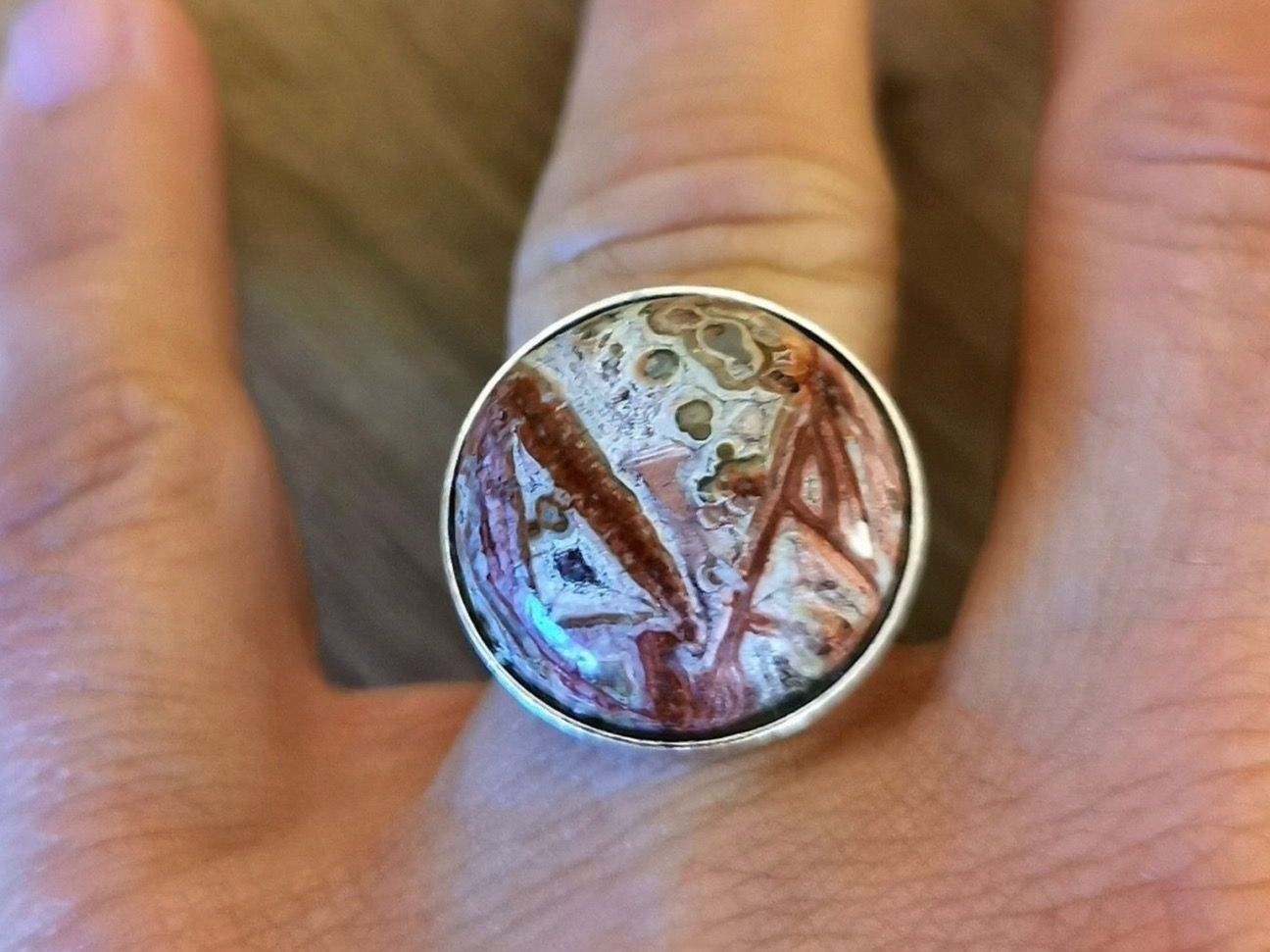 Anelli: Bague Argent 925 et Jaspe paysage – Nuovo e nell'imballaggio originale da Veyrier venduto da Leilazizou