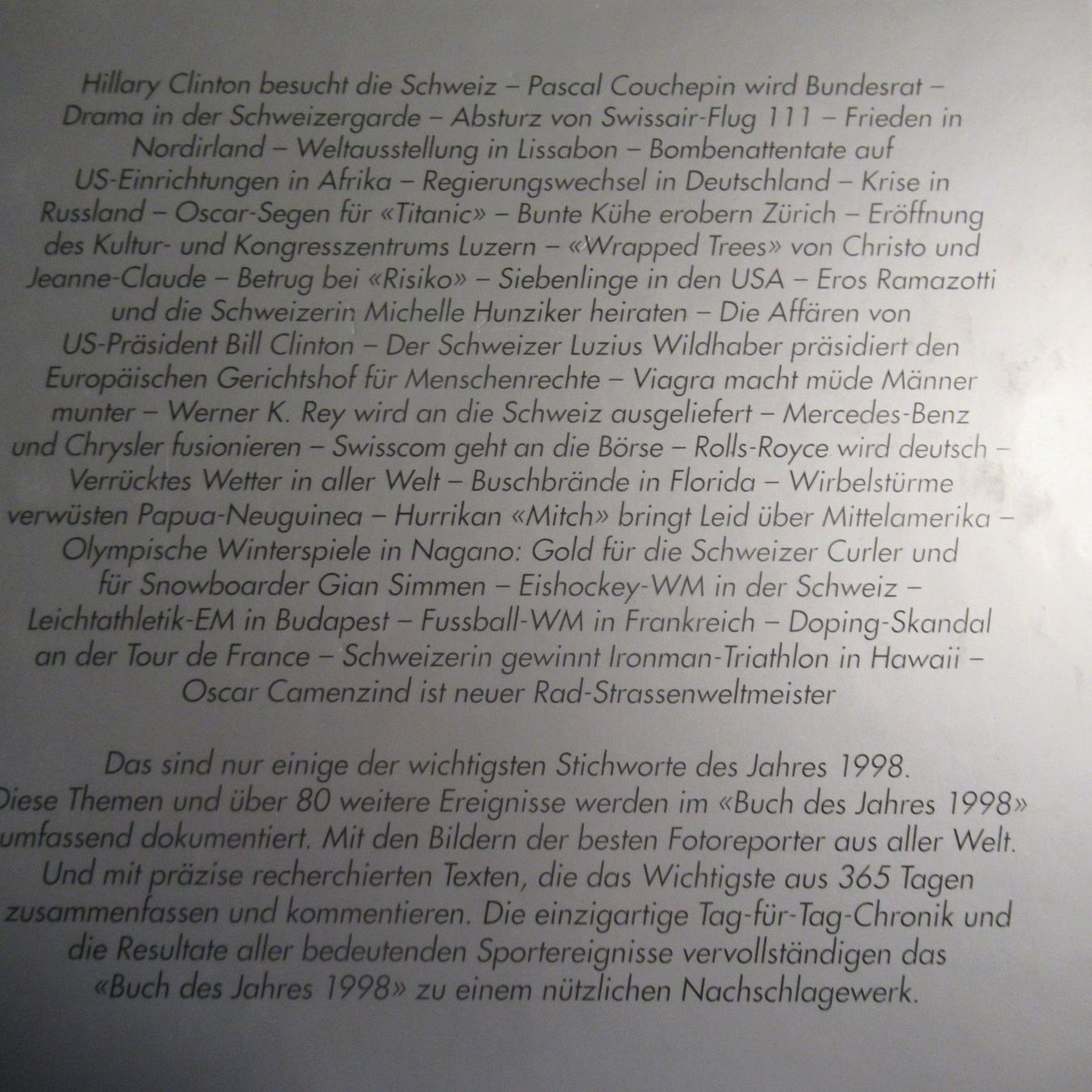 Libri: BUCH DES  JAHRES 1998 – Usato da Moosseedorf venduto da haro01 1