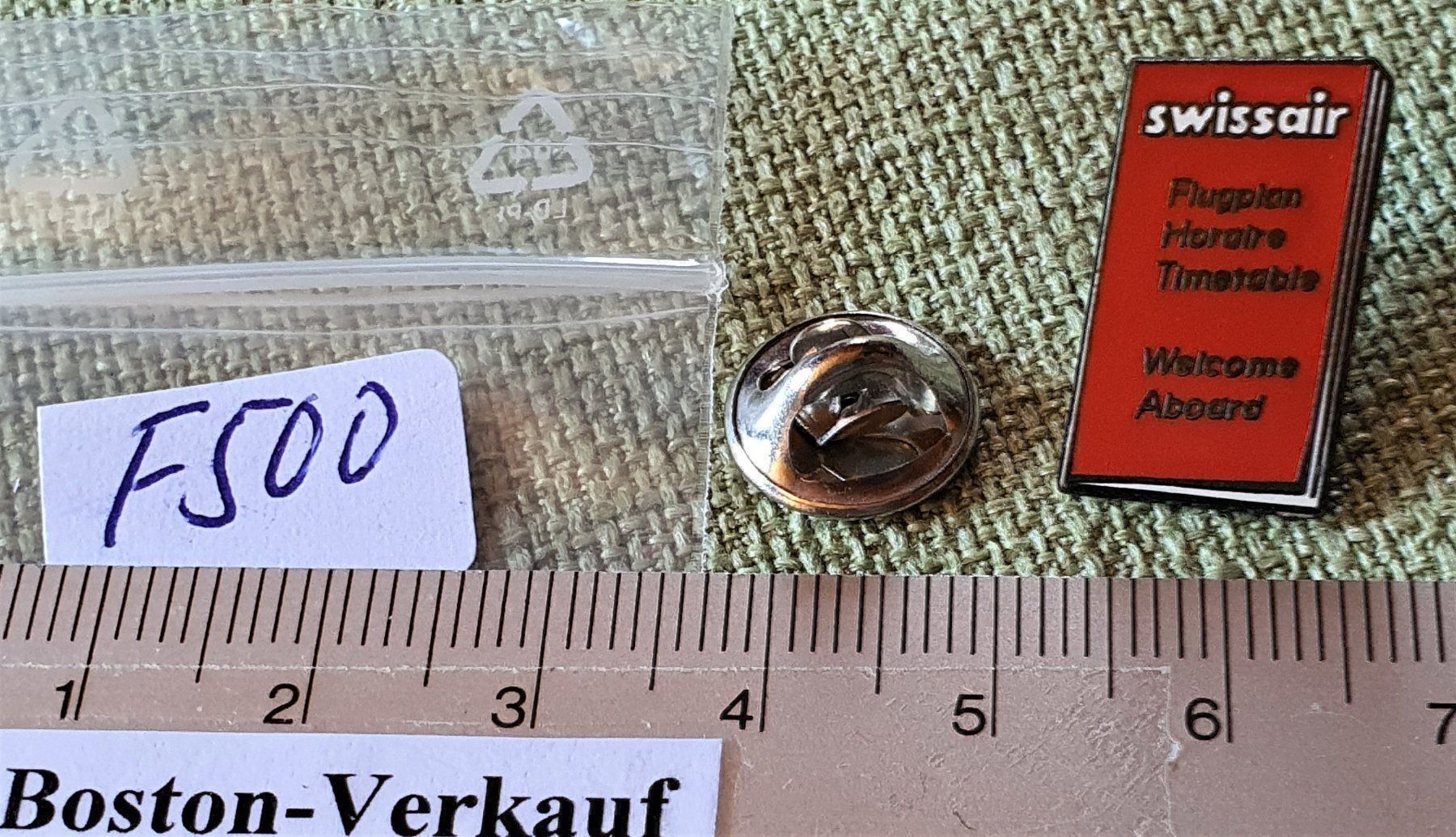 Placchette & Badge: F500 - Pin Swissair Flugplan Timetable – Usato da Reinach BL venduto da Boston-Verkauf 2
