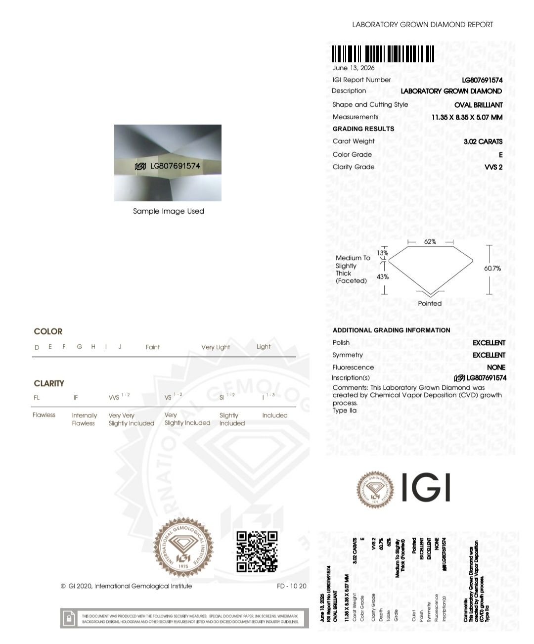 Edelsteine:  3.02 ct IGI Lab Diamant E/VVS2 - Oval Brilliant – Neu (gemäss Beschreibung) aus Goldach von dio_hhl5 2