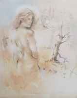 Original Lithographie Akt Mystischer Baum Gabriele Mierzwa