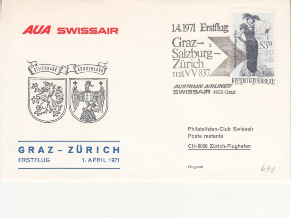 Tutti i francobolli: SLH RF 71.2 b Graz - Zürich – Usato da Bürglen TG venduto da StampGraf