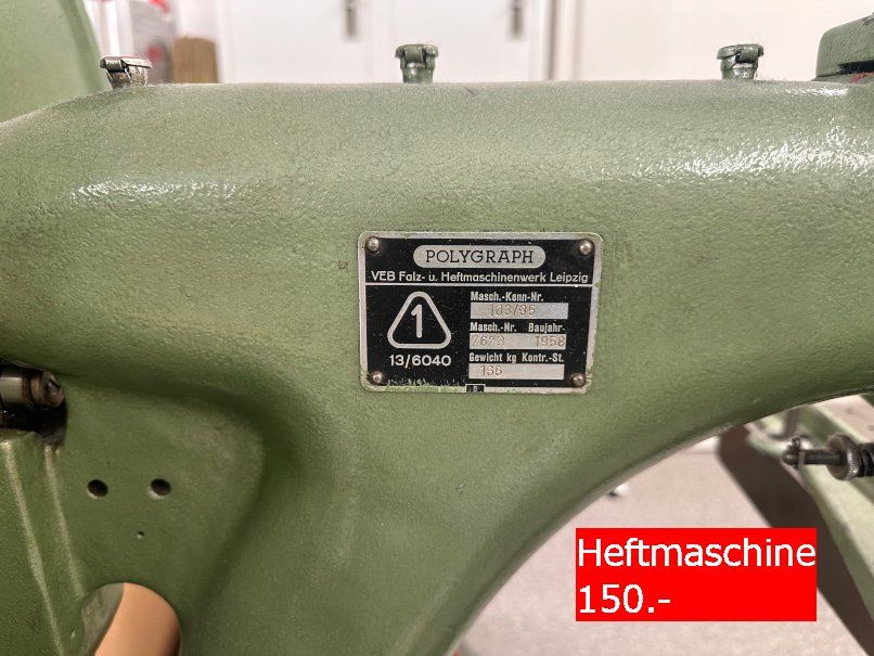 Alle Maschinen: Heftmaschine Polygraph Leipzig 1958 gebraucht – Gebraucht aus Thusis von aheusser76 2