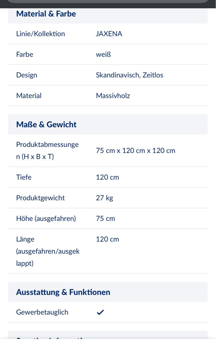 Tavoli: Esstisch weis rund 106 cm NEW – Nuovo (secondo la descrizione) da Zürich venduto da Privat4444 4