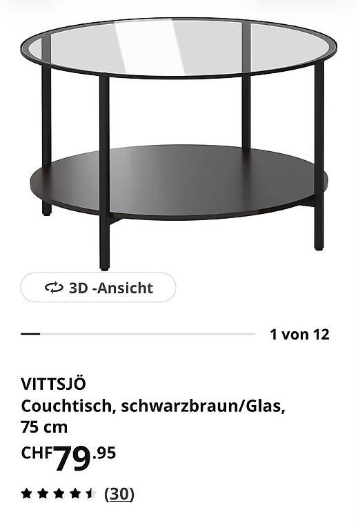Tische:  Moderner Couchtisch mit Glasplatte  Schwarz – Gebraucht aus Binningen von Xen_2gn5 2