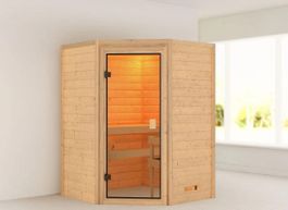 Sauna Antonia Massivholzsauna, Eckeinstieg - Gratis Versand