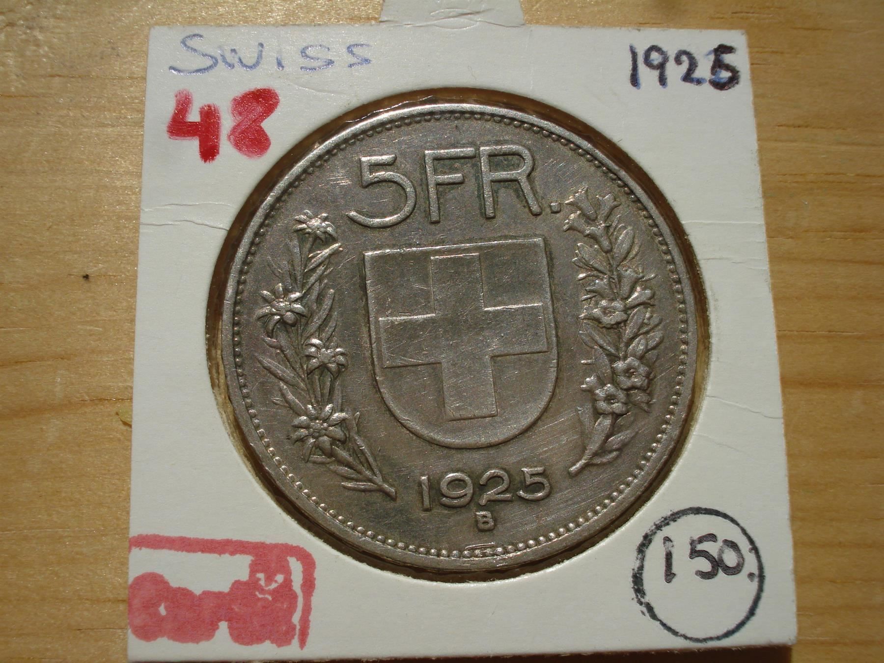 Alle Münzen: (48)  5 Franken  1925 – Gebraucht aus Erlach von Net-Coins