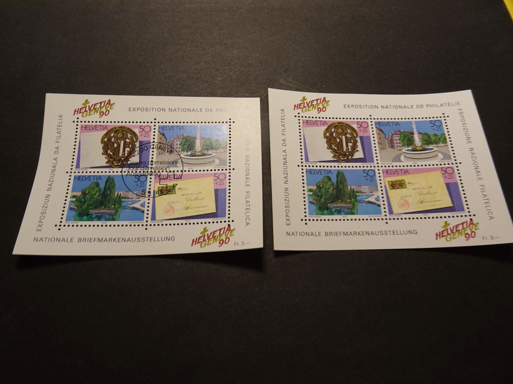 Alle Briefmarken: 1990, 2 BLOCKS; POSTFRISCH / AUSGABETAG – Neu (gemäss Beschreibung) aus Eschenbach SG von eDaisy