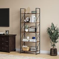 Bücherregal Mit 5 Ebenen, 150 Cm Hoch | Rustikales Industriedesign, Holz & Metall, Trägt Bis 22,7 Kg Pro Regal – Für Wohnzimmer, Büro