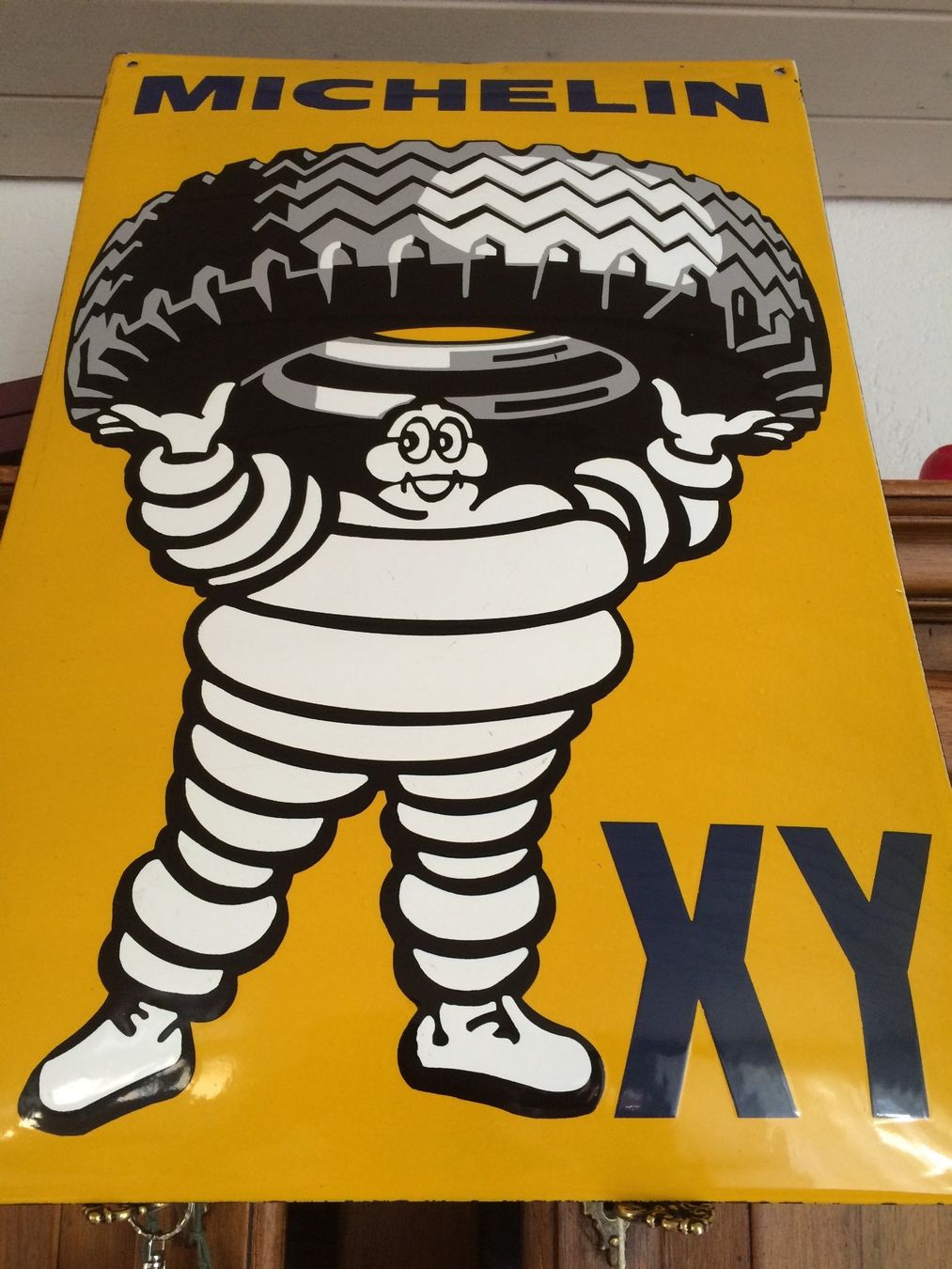 Michelin Schilder: Michelin Emaille Schild mit einer Gusseisernen Werbe-Figur – Gebraucht aus EMMETTEN von pfi_cbg5 3