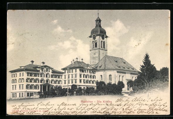 Cartoline postali: AK Speicher, Blick zur Kirche, 1901 – Usato da Berlin venduto da bartko-reher