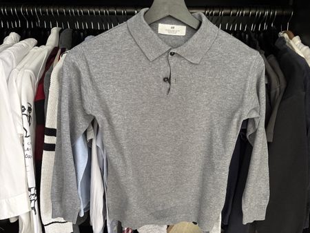 H&M Poloshirt, Gr. 122/128, Grau, Langarm, Top Zustand!