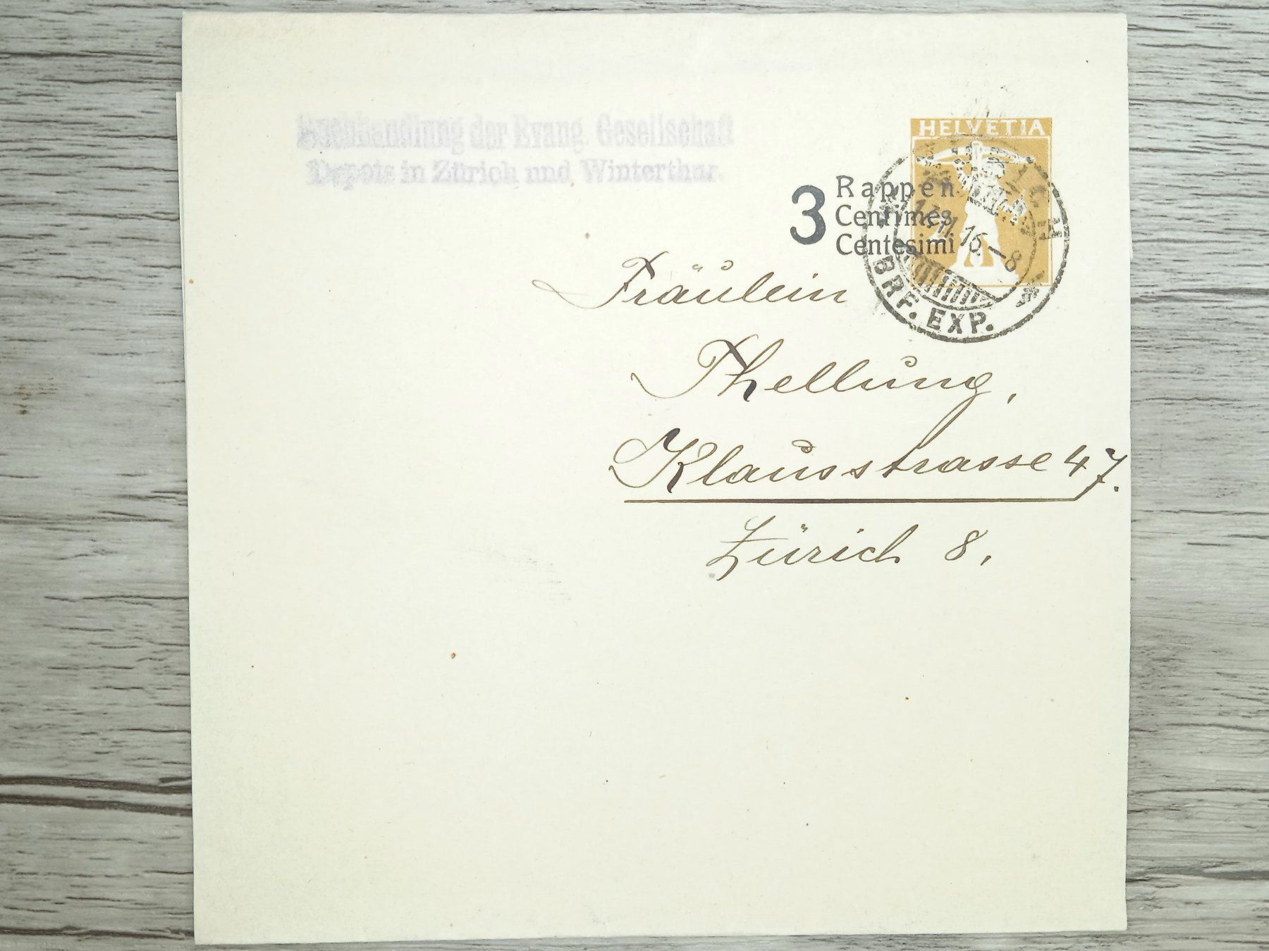 Tutti i francobolli: TR72 Document + Timbre Suisse 1916 – Usato da Cousset venduto da Patrick_Collections