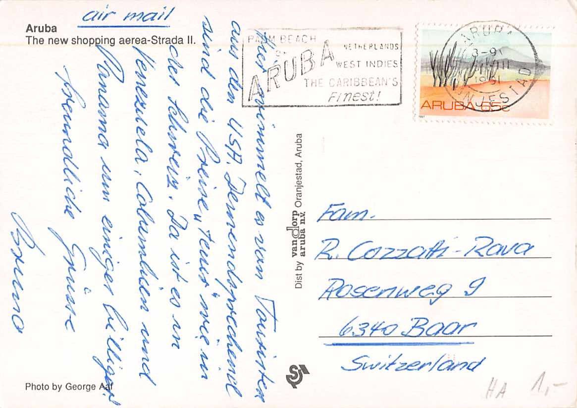 Cartoline postali: EXOTISCHE Ansichtskarten 4x ABC-Inseln - in die Schweiz – Usato da Lufingen venduto da TopAnsichtskarten 3