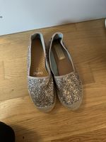 Glitzer Espadrilles silber/beige Gr. 37