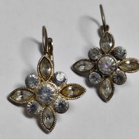 Vintage Ohrringe Strass Steine Blumen Muster Ohrhänger #Z1