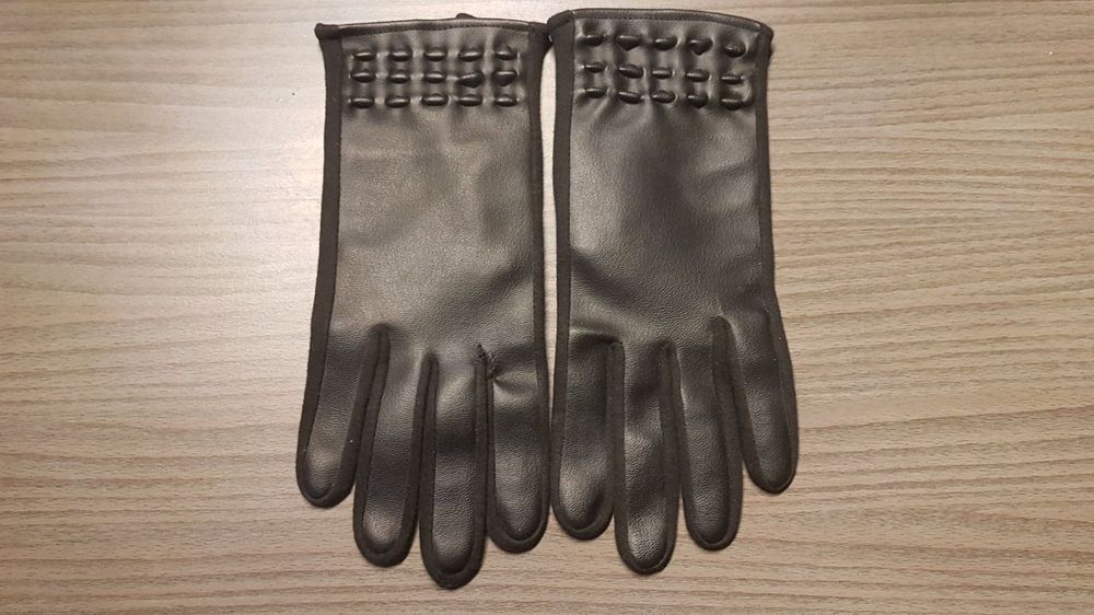 Paire De Gants Noirs Style Cuir - Taille M - Occasion Bon état