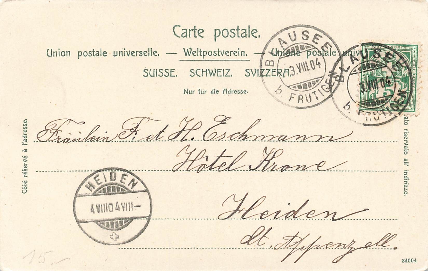 Cartoline postali: Blausee (BE) – Alpensee im Wald – Usato da Biasca venduto da Blenio71 1