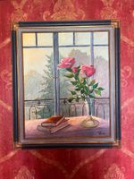 Tableau fleurs et livres, Gina Kervan