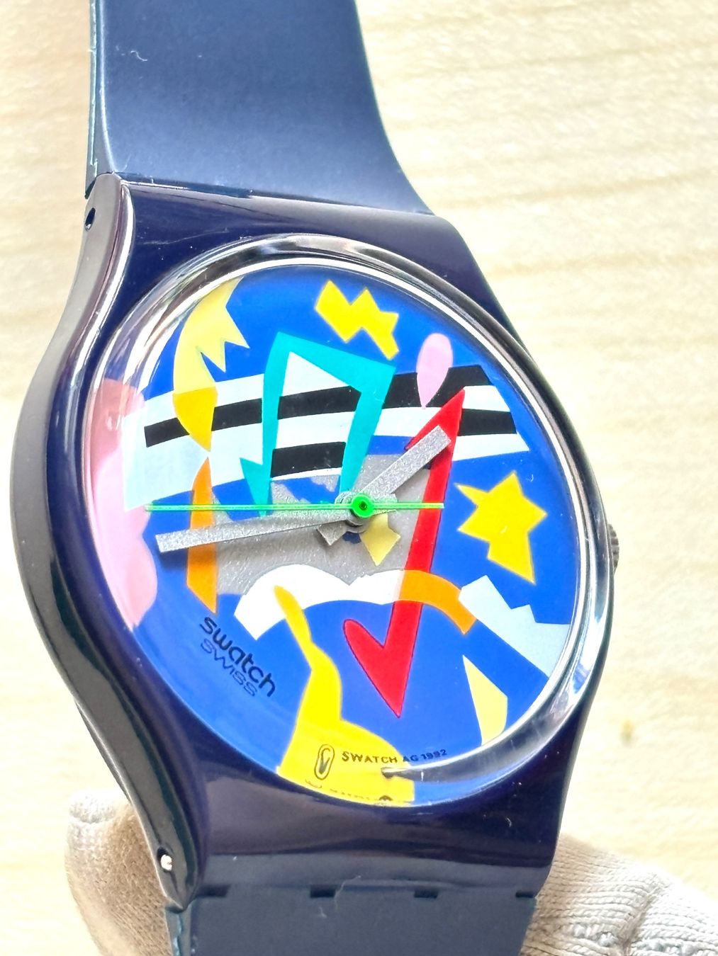 Swatch Orologi: Swatch Uhr Modell 1992 blau bunt – Usato da Grenchen venduto da chththl 5