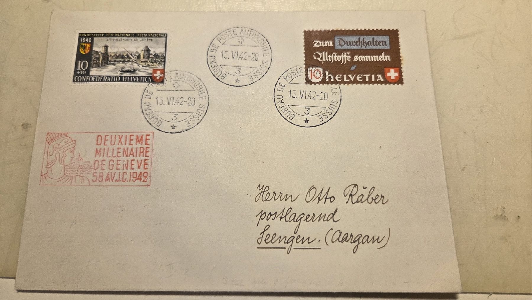 Tutti i francobolli: 1942 FDC Pro Patria 10 Rp Alt Genf – Usato da Arni AG venduto da Moth68