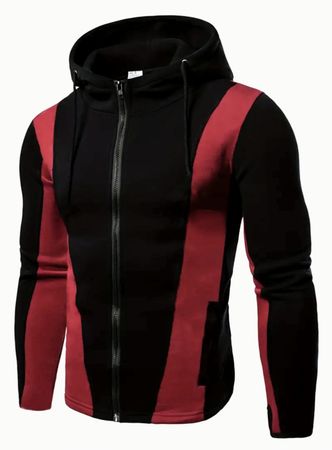 Herren Zip-Hoodie, Gr. XL, Schwarz/Rot - Neu, ungetragen