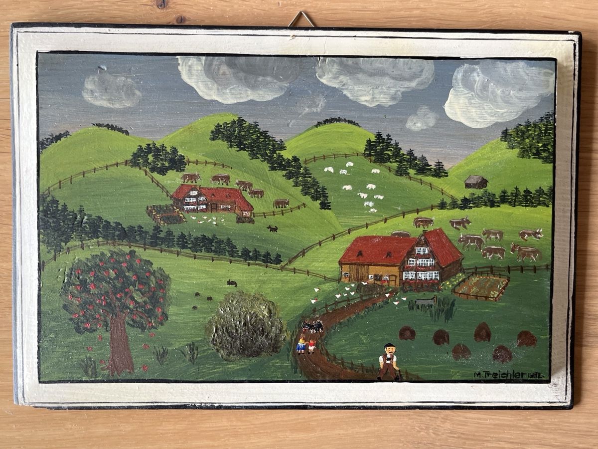 Gemälde: Bauernmalerei auf Holztafel (2) – Gebraucht aus Andwil SG von Sirius1