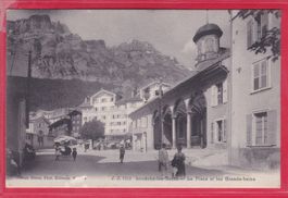 LOUÈCHE-LES-BAINS - LA PLACE ET LES GRANDS-BAINS, 17.8.1913