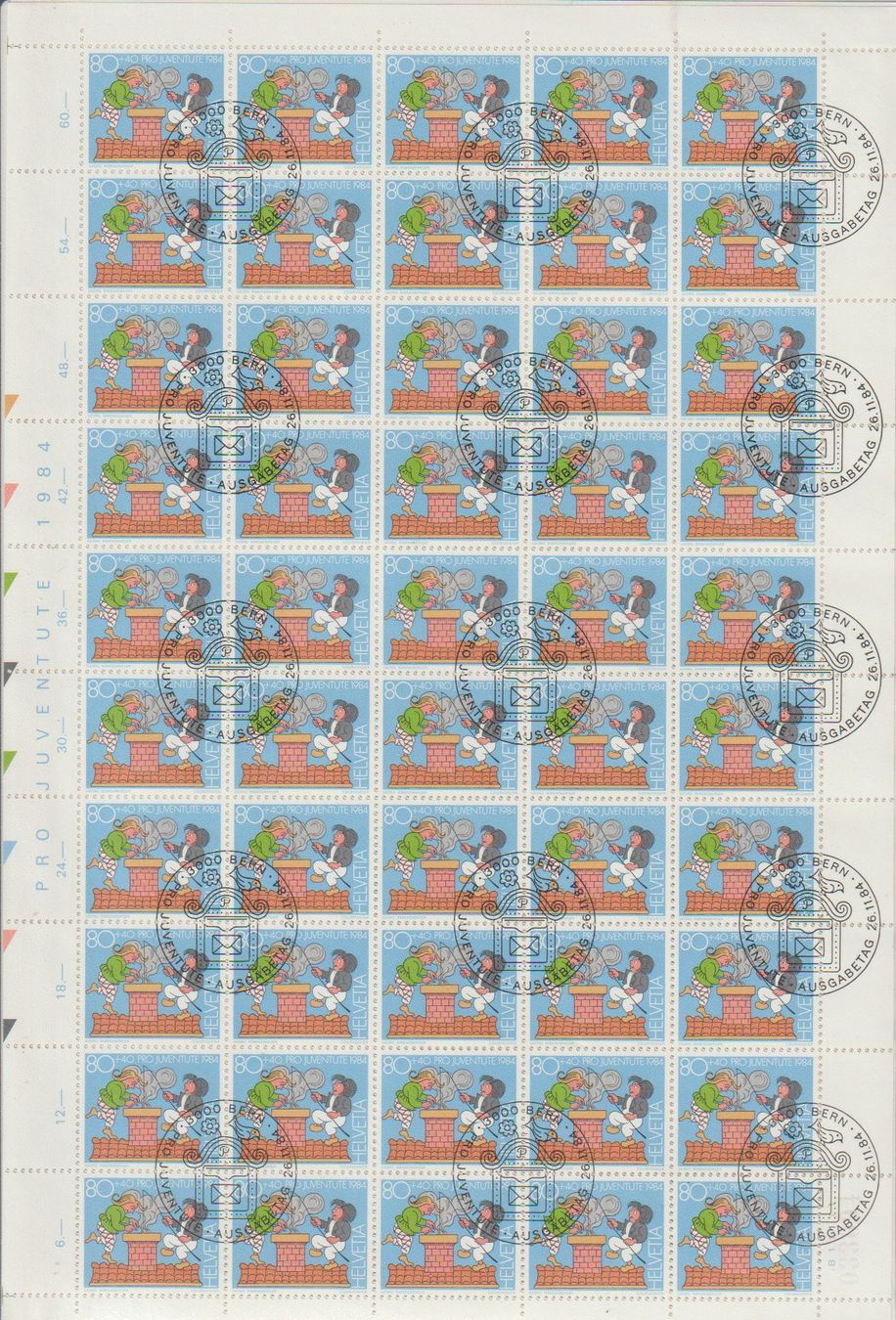 Alle Briefmarken: Timbre Pro Juventute 1984 bloc complet 3 feuilles – Gebraucht aus Crans-Montana von kira56 2