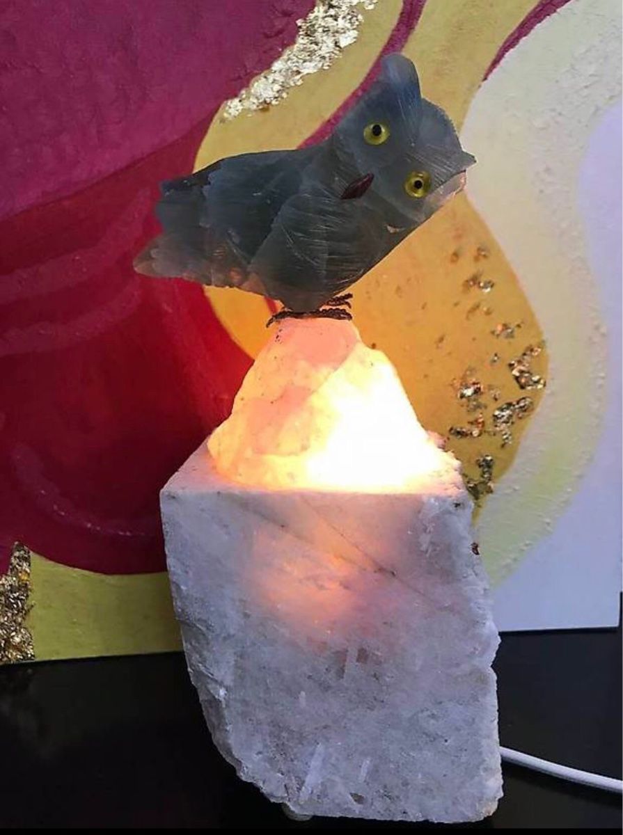 Lampade: Barytlampe Steinlampe mit Steinvogel Eule Strahlung – Nuovo e nell'imballaggio originale da Diessenhofen venduto da Mariannrosa 1