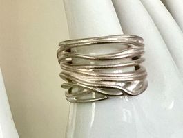 925 Silber Band Ring – wie aus Silberbändern gewoben zzt.G54
