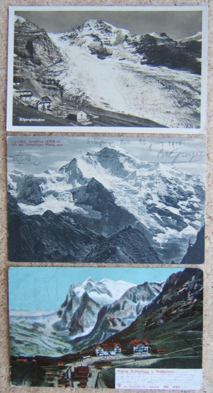 Cartoline postali: 7 AK JUNGFRAUBAHN, EIGERGLETSCHER, KLEINE SCHEIDEGG, STOLLEN – Usato da Brunnen venduto da Nonne04 3