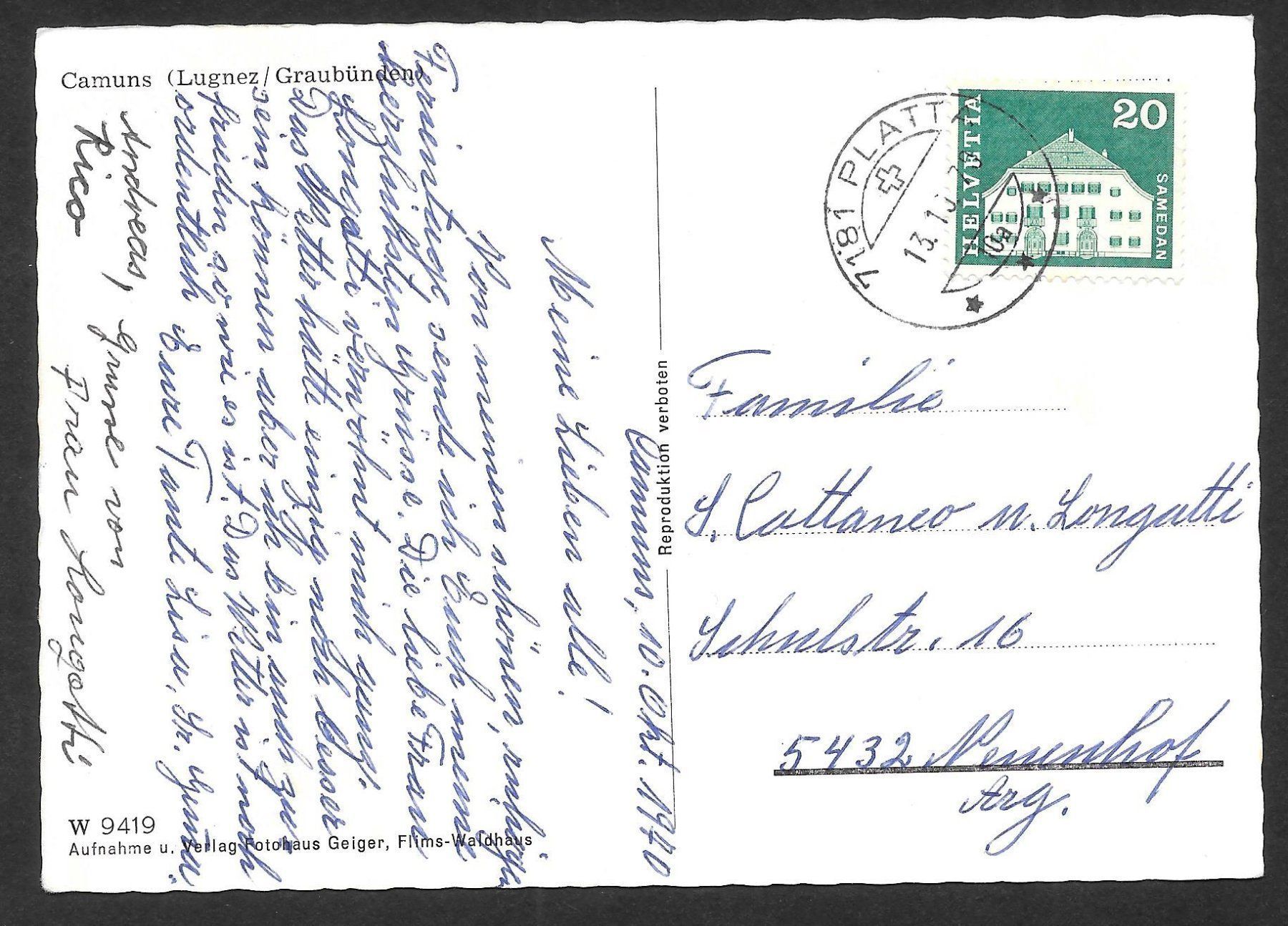 Cartoline postali: Camuns (Lugnez) Teilansicht – Usato da Olten venduto da clotaldi 1