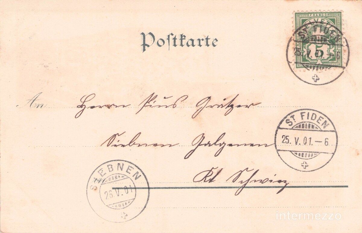 Ansichtskarten: St. Gallen // 1901 Litho Unionbank – Gebraucht aus Basel von intermezzo12 1